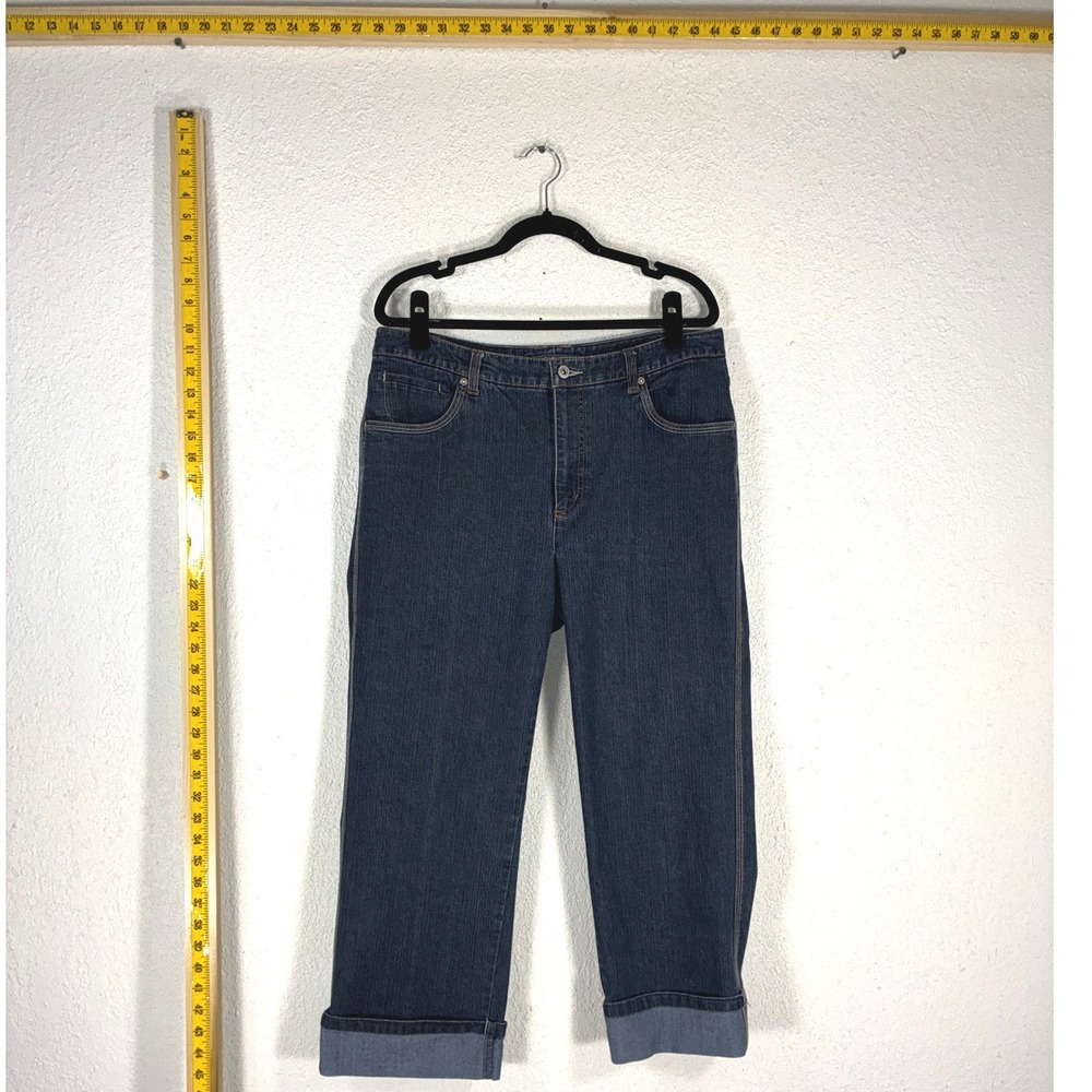 French Cuff Womens Size 16 Dark Wash Straight Leg‎ Cuffed Denim Jeans C24307DM